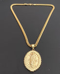 14k Gold Plated 6mm Cuban link Chain and Pendant