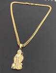 14k Gold Plated 6mm Cuban link Chain and Pendant