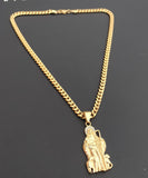 14k Gold Plated 6mm Cuban link Chain and Pendant