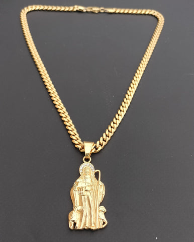 14k Gold Plated 6mm Cuban link Chain and Pendant