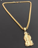 14k Gold Plated 6mm Cuban link Chain and Pendant