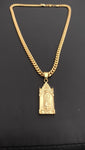 14k Gold Plated 6mm Cuban link Chain and Pendant