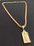 14k Gold Plated 6mm Cuban link Chain and Pendant