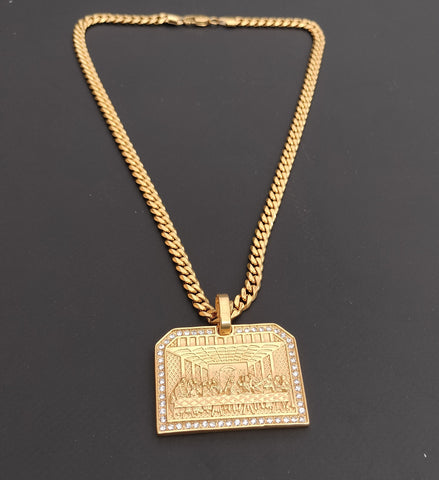 14k Gold Plated 6mm Cuban link Chain and Pendant