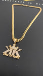 14k Gold Plated 6mm Cuban link Chain and Pendant