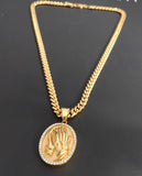 14k Gold Plated 6mm Cuban link Chain and Pendant