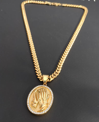 14k Gold Plated 6mm Cuban link Chain and Pendant