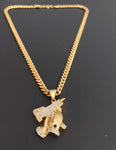 14k Gold Plated 6mm Cuban link Chain and Pendant