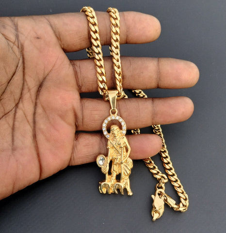 14k Gold Plated 6mm Cuban link Chain and Pendant