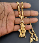 14k Gold Plated 6mm Cuban link Chain and Pendant