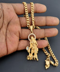 14k Gold Plated 6mm Cuban link Chain and Pendant