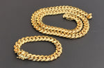 14k Gold Plated 12mm Miami Cuban Link Chain and Bracelet