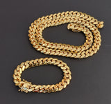 14k Gold Plated 12mm Miami Cuban Link Chain and Bracelet