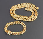 14k Gold Plated 12mm Miami Cuban Link Chain and Bracelet