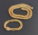 14k Gold Plated 12mm Miami Cuban Link Chain and Bracelet