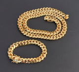 14k Gold Plated 12mm Miami Cuban Link Chain and Bracelet