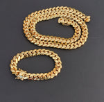 14k Gold Plated 12mm Miami Cuban Link Chain and Bracelet