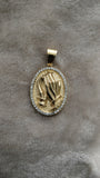 14k gold plated praying hands pendant