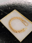 14k Gold Plated Miami Cuban Link 12mm Bracelet Cz Diamond Curve lock