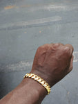 14k Gold Plated Miami Cuban Link 12mm Bracelet Cz Diamond Curve lock