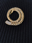 14k gold-plated Cuban link 18mm Chain Cz Diamond Curve lock