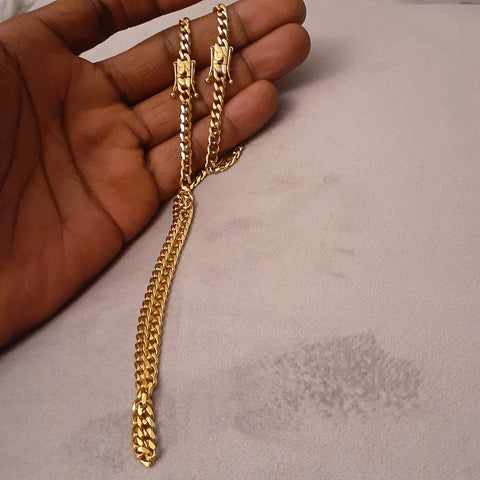 14k Goldplated 4mm Small Miami cuban link chain and bracelet set