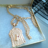 14k 6mm Gold Plated Cuban link Chain and Pendant