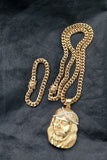 14k 8mm Gold Plated Cuban Link Chain Pendant and Bracelet Set