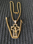 14k 6mm Gold Plated Cuban Link Chain Pendant and Bracelet Set