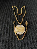 14k 6mm Gold Plated Cuban Link Chain Pendant and Bracelet Set