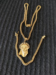14k 6mm Gold Plated Cuban Link Chain Pendant and Bracelet Set