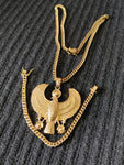 14k 6mm Gold Plated Cuban Link Chain Pendant and Bracelet Set