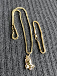 14k 3mm Gold plated Franco Chain Bracelet and Pendent Set