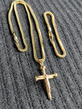 14k 3mm Gold plated Franco Chain Bracelet and Pendent Set