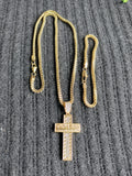 Copy of 14k 3mm Gold plated Franco Chain Bracelet and Pendent Set