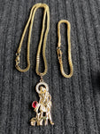 14k 3mm Gold plated Franco Chain Bracelet and Pendent Set