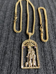 14k 3mm Gold plated Franco Chain Bracelet and Pendent Set