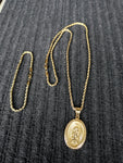 14k 3mm Gold Plated Rope Chain and Pendent Set