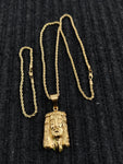 14k 3mm Gold Plated Rope Chain and Pendent Set