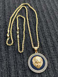 14k 3mm Gold Plated Rope Chain and Pendent Set