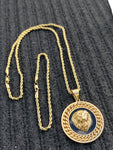 14k 3mm Gold Plated Rope Chain and Pendent Set