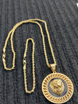 14k 3mm Gold Plated Rope Chain and Pendent Set