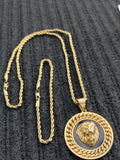 14k 3mm Gold Plated Rope Chain and Pendent Set