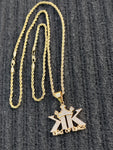 14k 3mm Gold Plated Rope Chain and Pendent Set