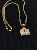 14k Gold Filled 3mm Cuban Link Chain and Pendant Set