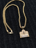 14k Gold Filled 3mm Cuban Link Chain and Pendant Set