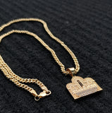 14k Gold Filled 3mm Cuban Link Chain and Pendant Set