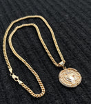 14k Gold Filled 3mm Cuban Link Chain and Pendant Set