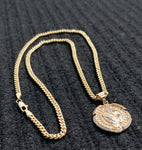 14k Gold Filled 3mm Cuban Link Chain and Pendant Set