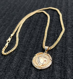 14k Gold Filled 3mm Cuban Link Chain and Pendant Set